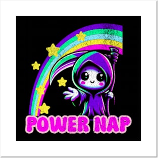 Funny Grim Reaper Power Nap Kawaii Pastel Goth Sarcastic Posters and Art